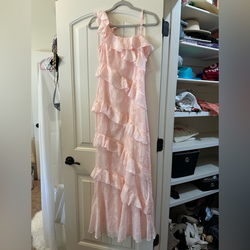 Boohoo Pink Asymmetric Maxi Dress